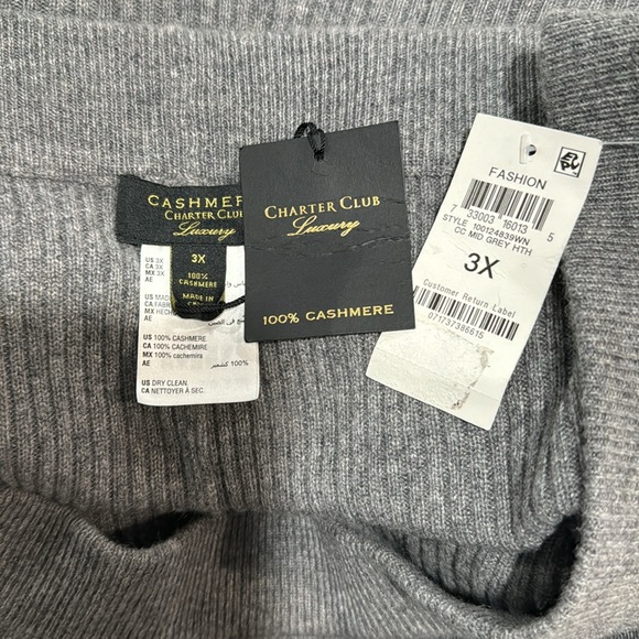 CHARTER CLUB LUXURY 100% RIB KNIT GRAY CASHMERE Pull On PANTS PLUS Size - Picture 9 of 10